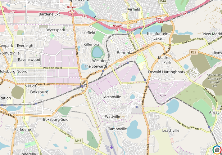 Map location of Benoni South